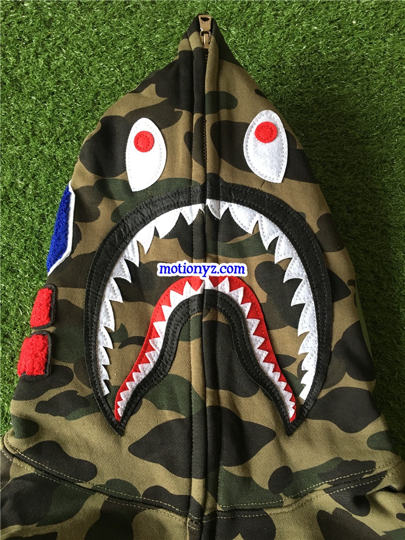 A Bathing Ape Shark Hoodies Green Camo